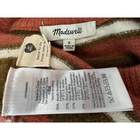Madewell Redmond Mock Neck Pocket fall winter Sweater in Stripe Size Small - Picture 12 of 14